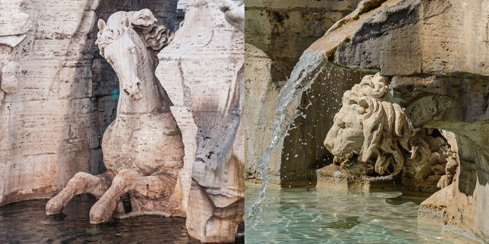 Tierdarstellungen Brunnen Vier Flüsse Bernini