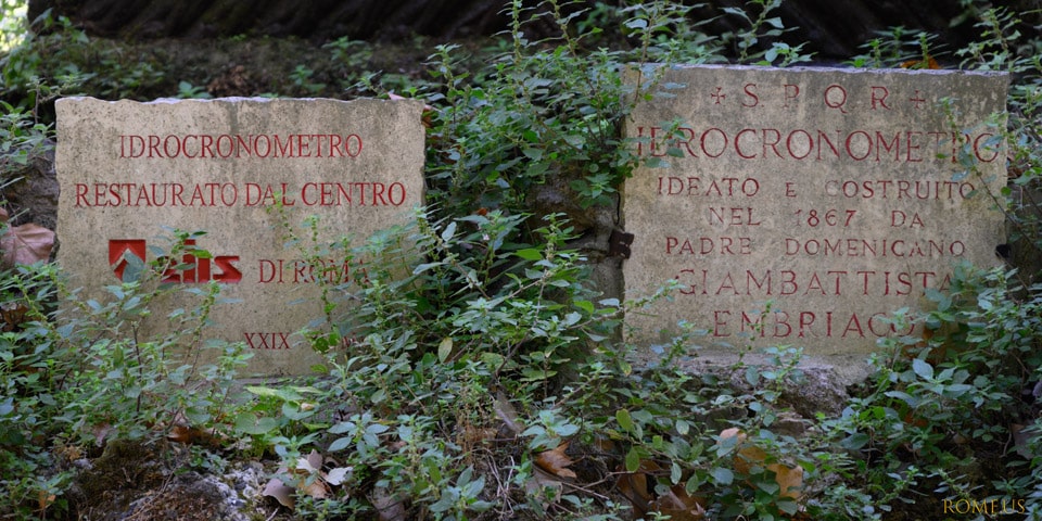 Restoration info Hydrochronometer Water Clock Villa Borghese Rome