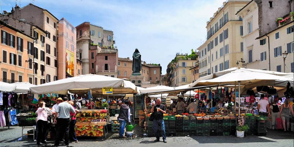 Campo dei Fiori Farmers Market in Rome